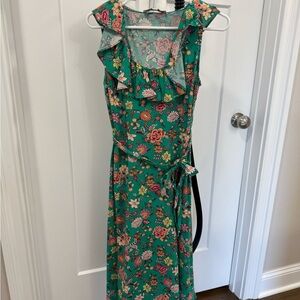 LOFT Petite Floral Green Dress